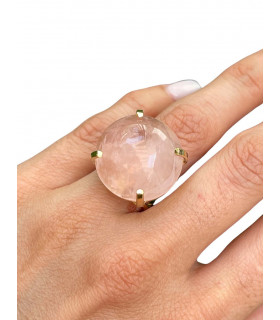 Anillo Cuarzo Rosa Circle Wire