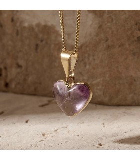Dije de Amatista en Forma de Corazón Grande