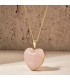Dije de Cuarzo Rosa en Forma de Corazón Grande