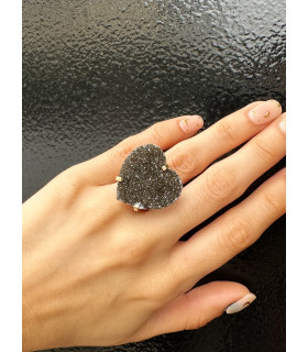 Anillo Ágata Oscura Druzy Wire