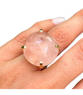 Anillo Cuarzo Rosa Circle Wire