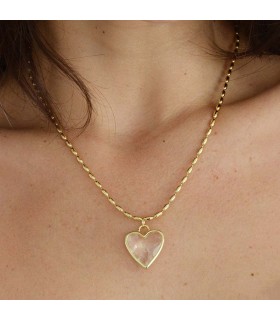 Collar de Cuarzo Cristal con dije en forma de corazón