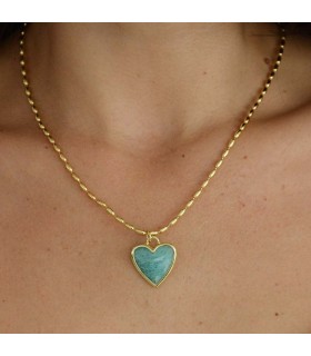 Collar de Amazonita con dije en forma de corazón