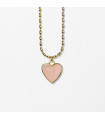 Collar de Cuarzo Rosa con dije en forma de corazón