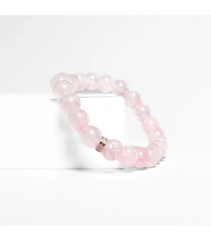 PULSERA BOLITAS CUARZO ROSA