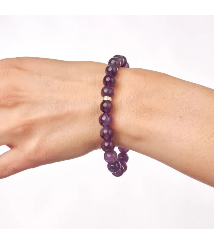 PULSERA BOLITAS AMATISTA