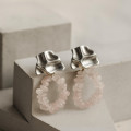 ARETES SUMMER PLATA - CUARZO ROSA