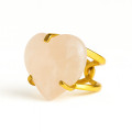 ANILLO CURVED HEART - CUARZO ROSA