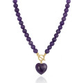 COLLAR BOLITAS CORAZON AMATISTA 45CM
