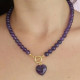 COLLAR BOLITAS CORAZON AMATISTA 45CM