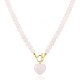 COLLAR BOLITAS CORAZON CUARZO ROSA 45CM