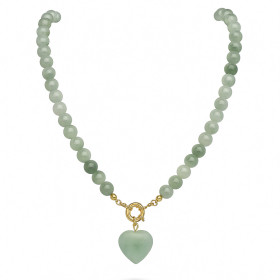 COLLAR BOLITAS CORAZON AGUAMARINA 45CM