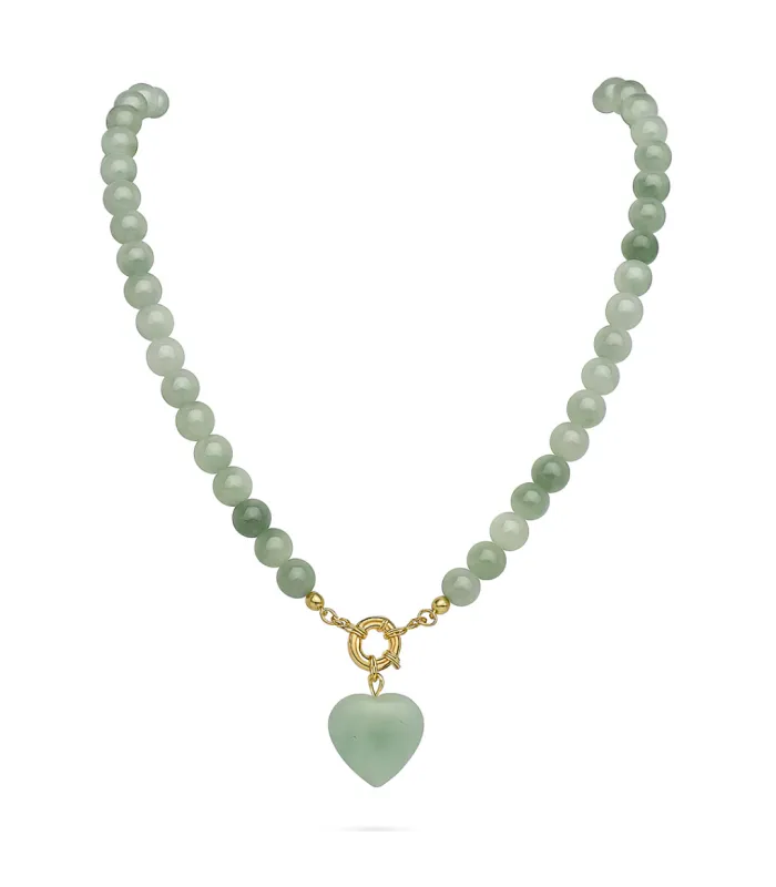COLLAR BOLITAS CORAZON AGUAMARINA 45CM