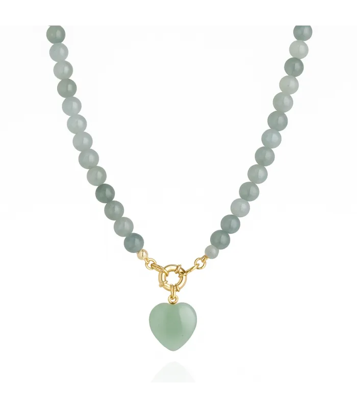 COLLAR BOLITAS CORAZON AGUAMARINA 45CM
