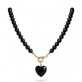 COLLAR BOLITAS CORAZON ONIX 45CM