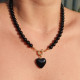 COLLAR BOLITAS CORAZON ONIX 45CM