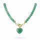 COLLAR BOLITAS CORAZON CUARZO VERDE 45CM