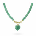 COLLAR BOLITAS CORAZON CUARZO VERDE 45CM