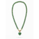 COLLAR BOLITAS CORAZON CUARZO VERDE 45CM