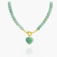 COLLAR BOLITAS CORAZON CUARZO VERDE 45CM