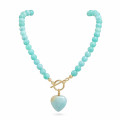 COLLAR BOLITAS CORAZON AMAZONITA