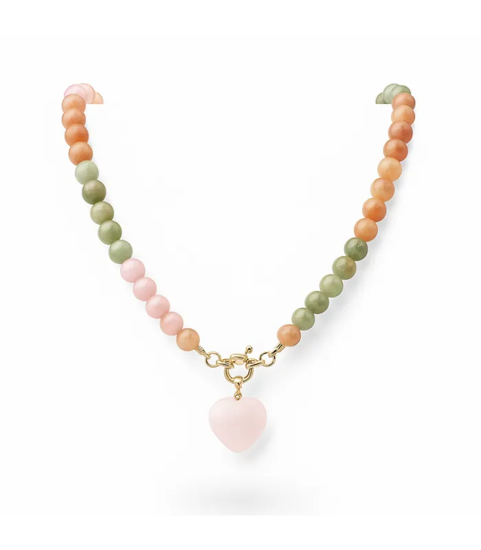 COLLAR BOLITAS CORAZON CALCITA OTOÑAL 45CM