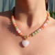 COLLAR BOLITAS CORAZON CALCITA OTOÑAL 45CM