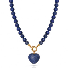 COLLAR BOLITAS CORAZON LAPISLAZULI 45CM