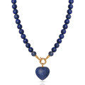 COLLAR BOLITAS CORAZON LAPISLAZULI 45CM