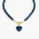 COLLAR BOLITAS CORAZON LAPISLAZULI 45CM