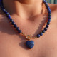 COLLAR BOLITAS CORAZON LAPISLAZULI 45CM