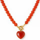 COLLAR BOLITAS CORAZON CORNALINA 45CM