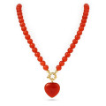 COLLAR BOLITAS CORAZON CORNALINA 45CM