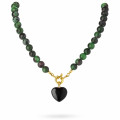 COLLAR BOLITAS CORAZON RUBIZOICITA 45CM