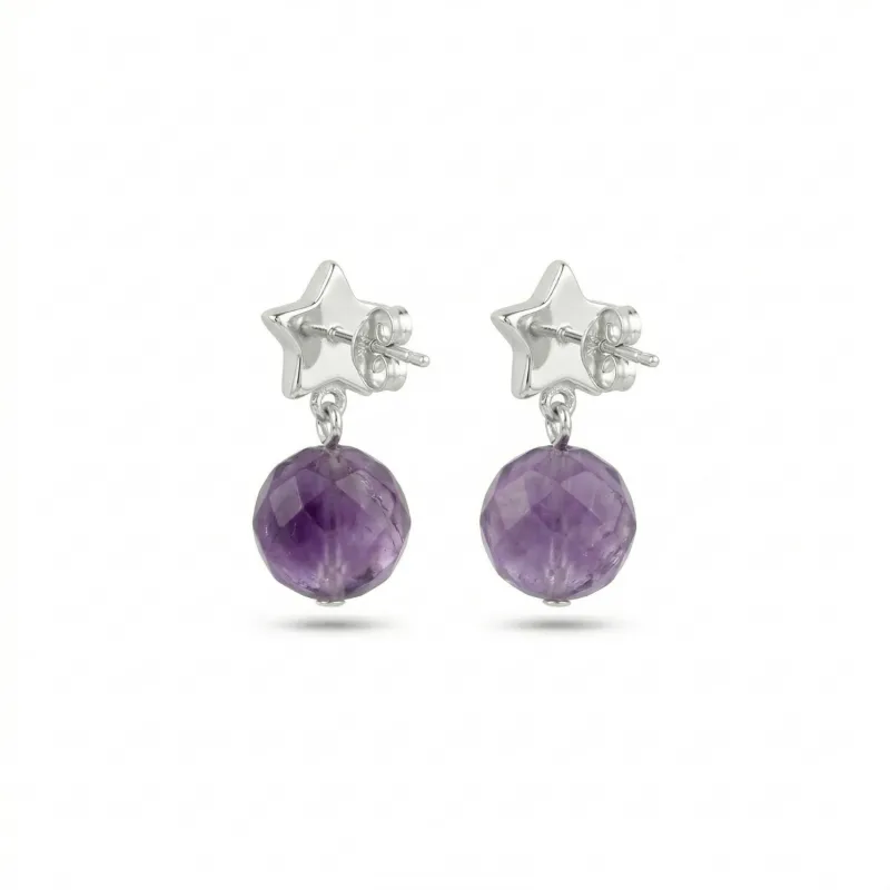 ARETES STAR BORN PLATA - AMATISTA