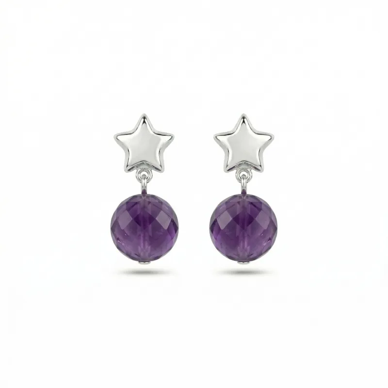 ARETES STAR BORN PLATA - AMATISTA