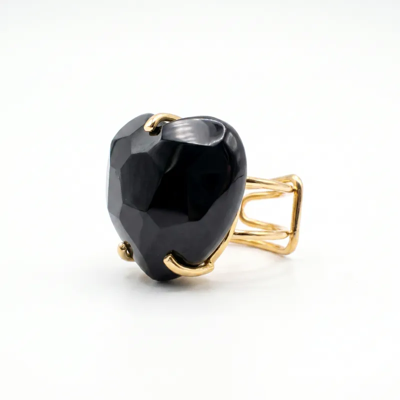 ANILLO CURVED HEART FACETADO - AMATISTA