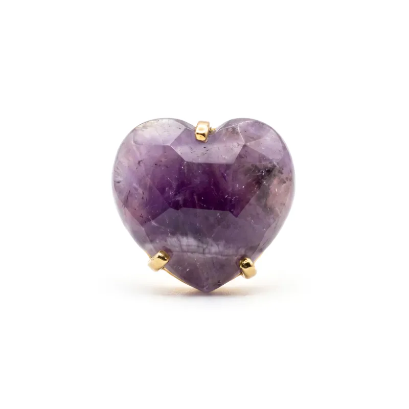 ANILLO CURVED HEART FACETADO - AMATISTA