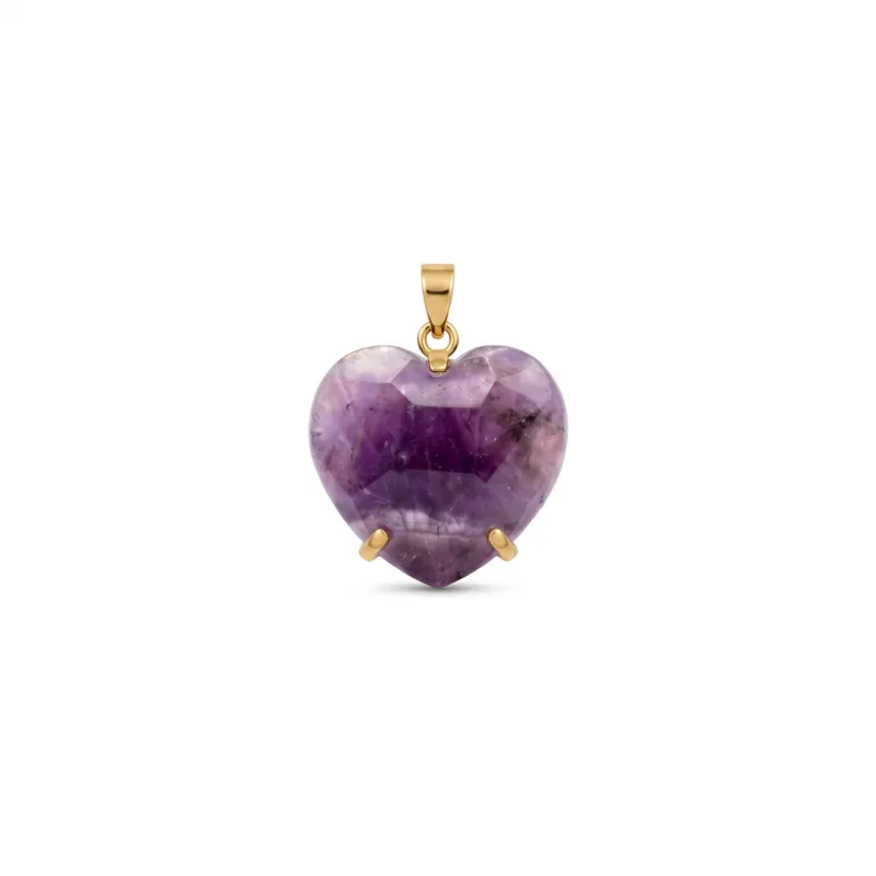 DIJE CURVED HEART FACETADO - AMATISTA