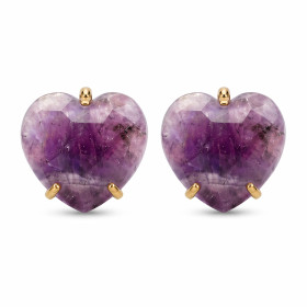 ARETES CURVED HEART FACETADO - AMATISTA