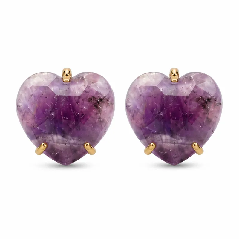 ARETES CURVED HEART FACETADO - AMATISTA
