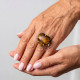 ANILLO CURVED HEART FACETADO - OJO DE TIGRE