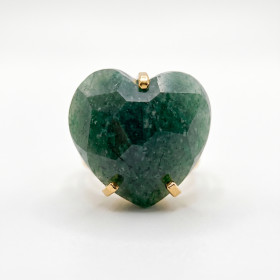 ANILLO CURVED HEART FACETADO - CUARZO VERDE