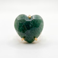 ANILLO CURVED HEART FACETADO - CUARZO VERDE