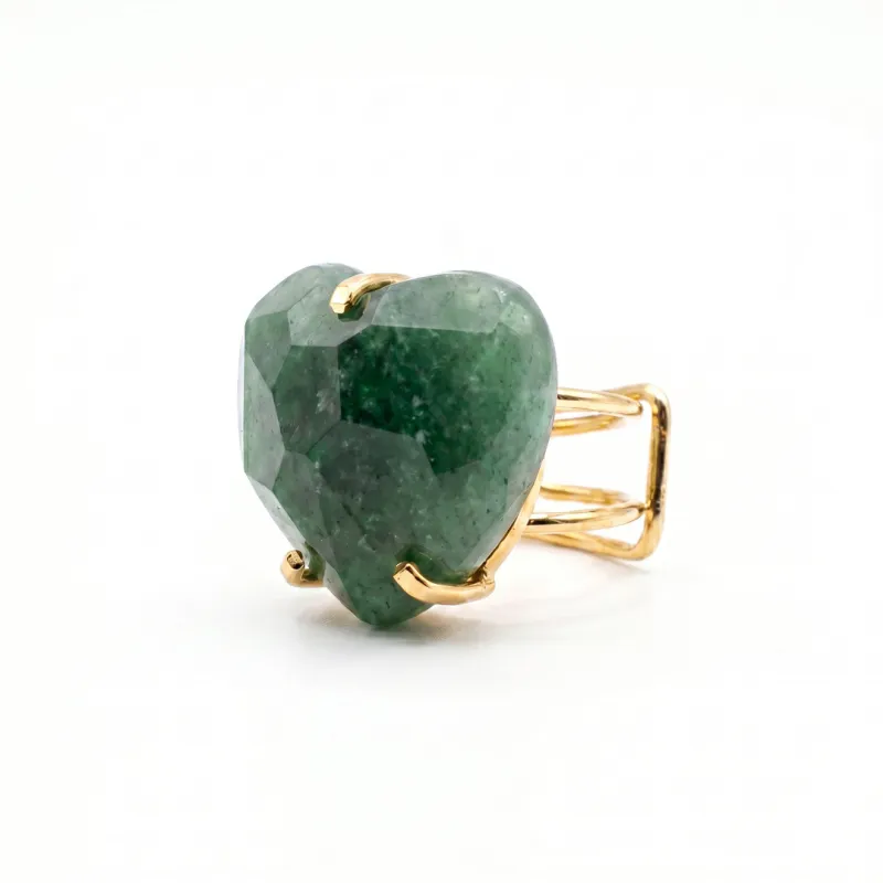 ANILLO CURVED HEART FACETADO - CUARZO VERDE
