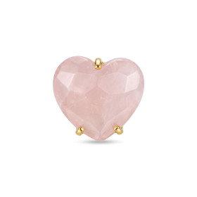 ANILLO CURVED HEART FACETADO - CUARZO ROSA