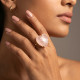 ANILLO CURVED HEART FACETADO - CUARZO ROSA