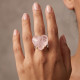 ANILLO CURVED HEART FACETADO - CUARZO ROSA