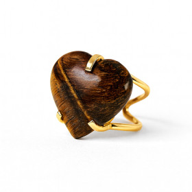 ANILLO CURVED HEART - OJO DE TIGRE