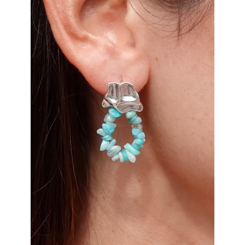 ARETES SUMMER PLATA - AMAZONITA